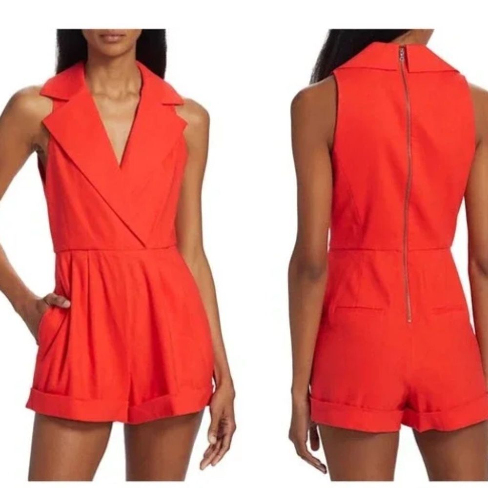 Alice + Olivia Red Sleeveless Romper